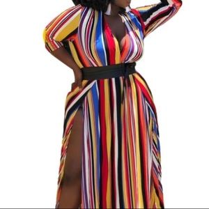 Plus Size Striped Maxi Dress